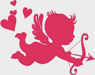 Pink cartoon Cupid outline